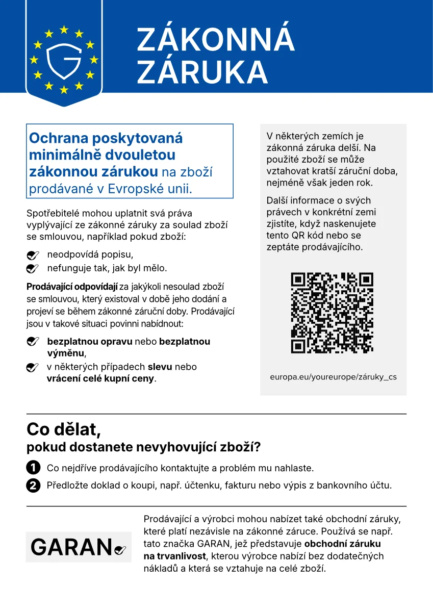 Zákonná záruka – Vaše práva ze zákonné záruky